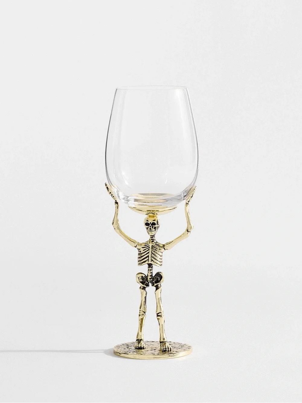 NEW Pottery Barn Halloween Silver Skeleton Stem Wine Glasses - Set of 4